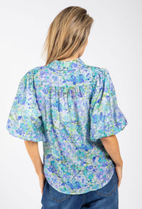 Floral Balloon Sleeve Blouse