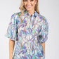 Abstract Balloon Sleeve Blouse