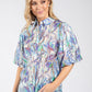 Abstract Balloon Sleeve Blouse