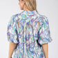 Abstract Balloon Sleeve Blouse