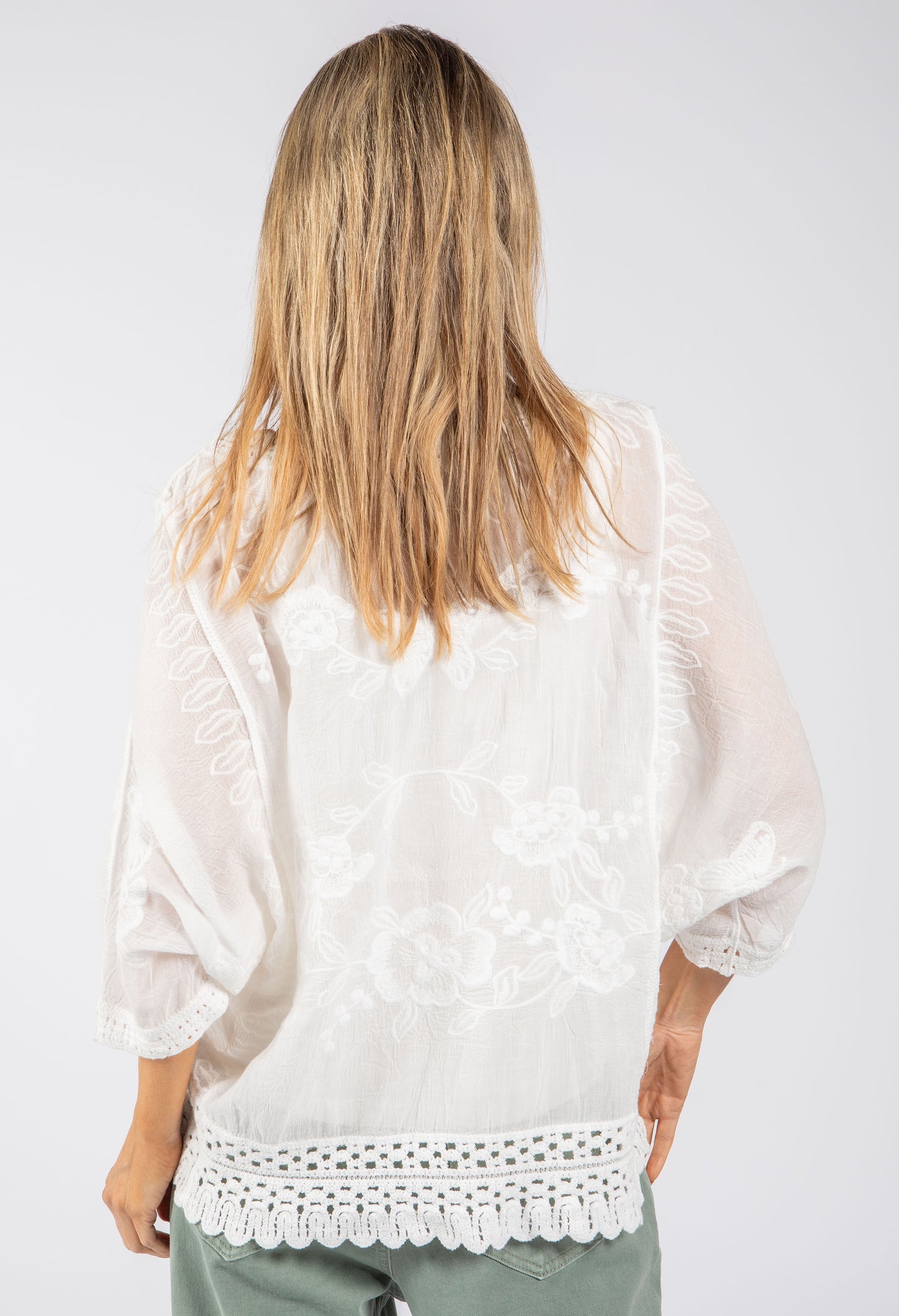 Scallop Detail V-Neck Blouse