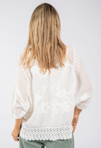 Scallop Detail V-Neck Blouse