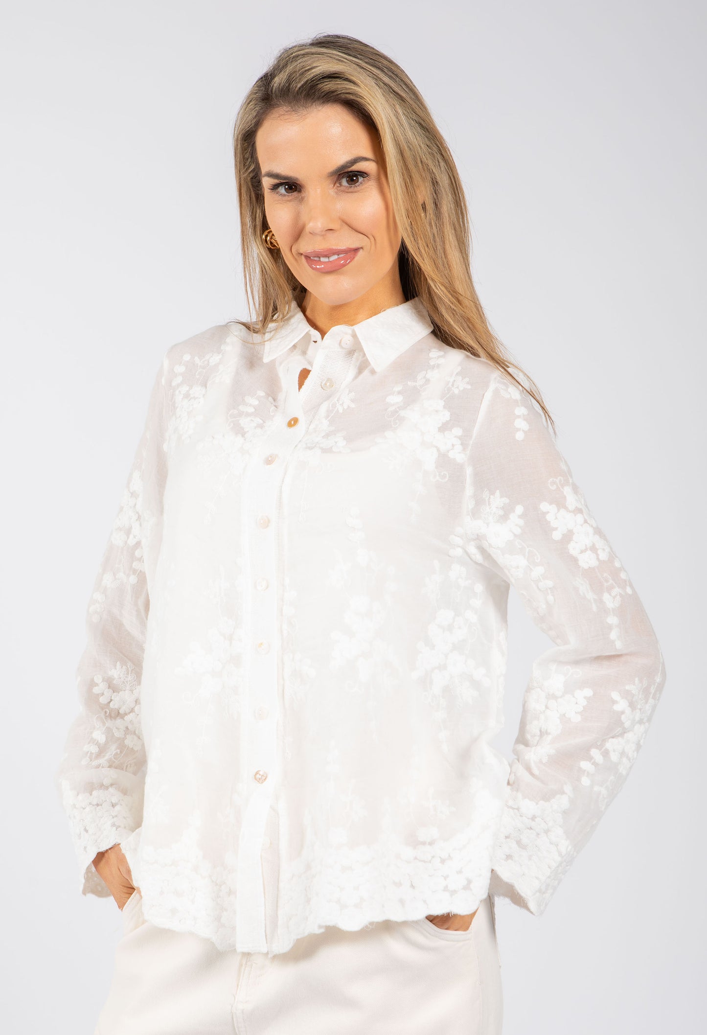 Floral Embroidered Shirt