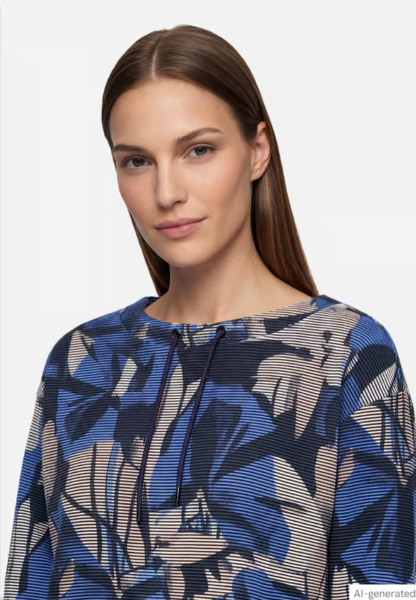 Floral Sweatshirt With Drawstring