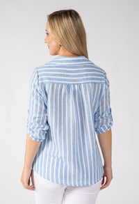 Chemray Striped Linen Look Blouse