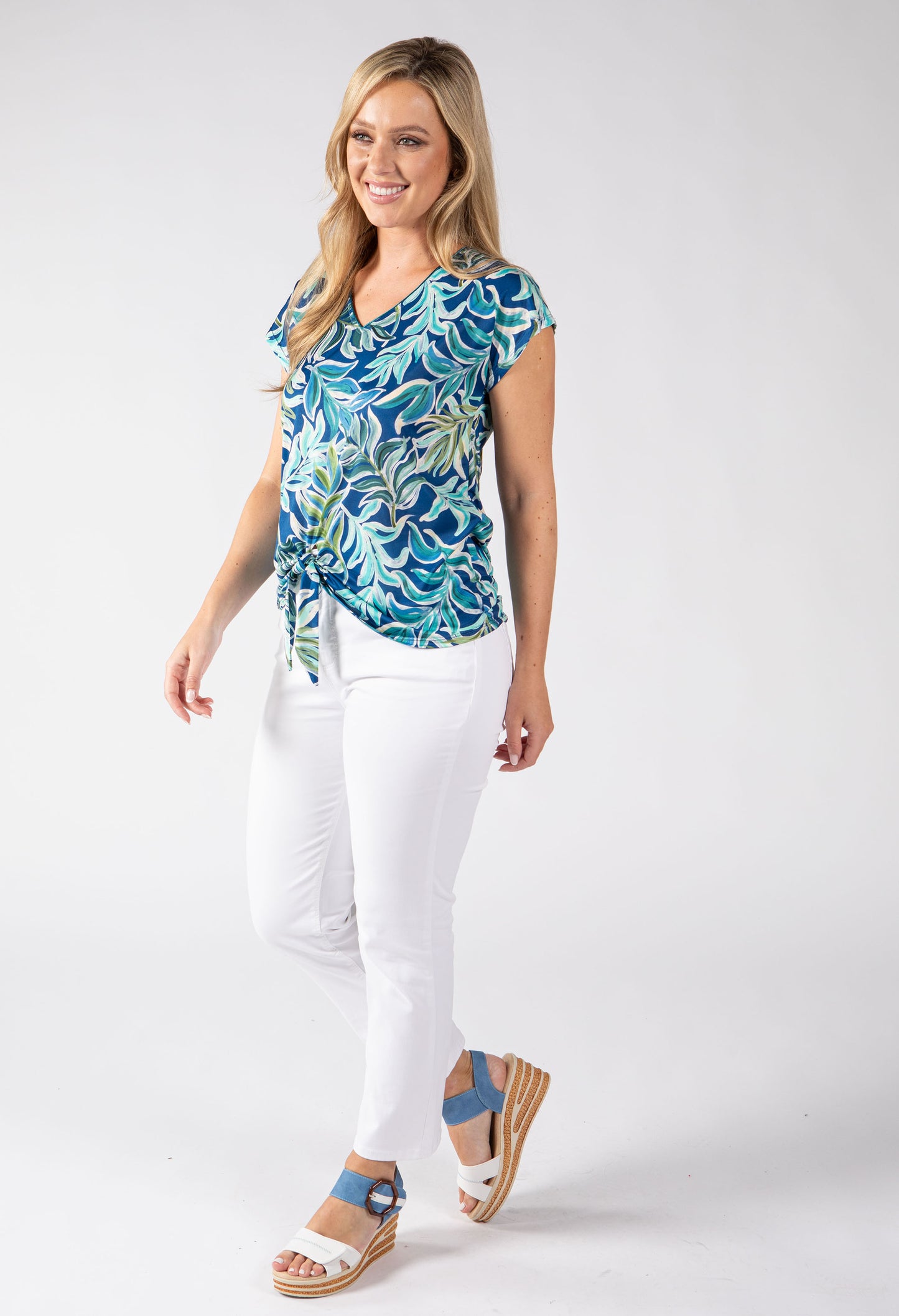 Tlagoon Leaf Print Top