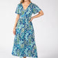 Raqua Leaf Print Midi Dress