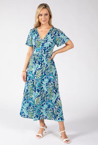 Raqua Leaf Print Midi Dress