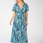 Raqua Leaf Print Midi Dress