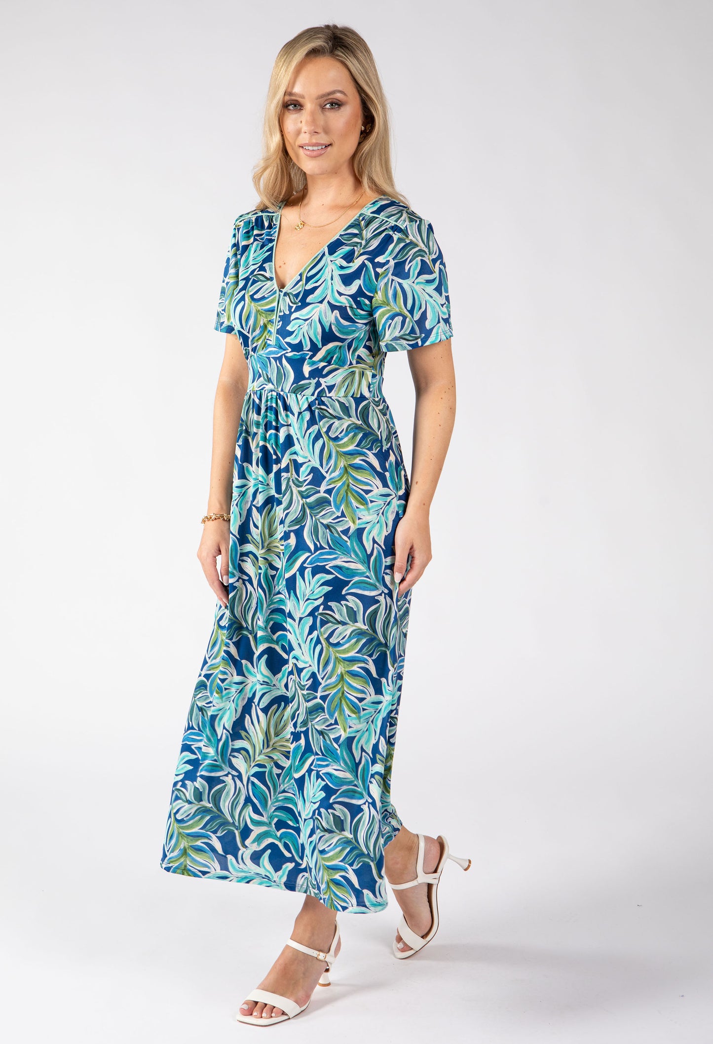 Raqua Leaf Print Midi Dress