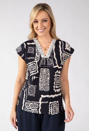 Tidore Abstract Print Top