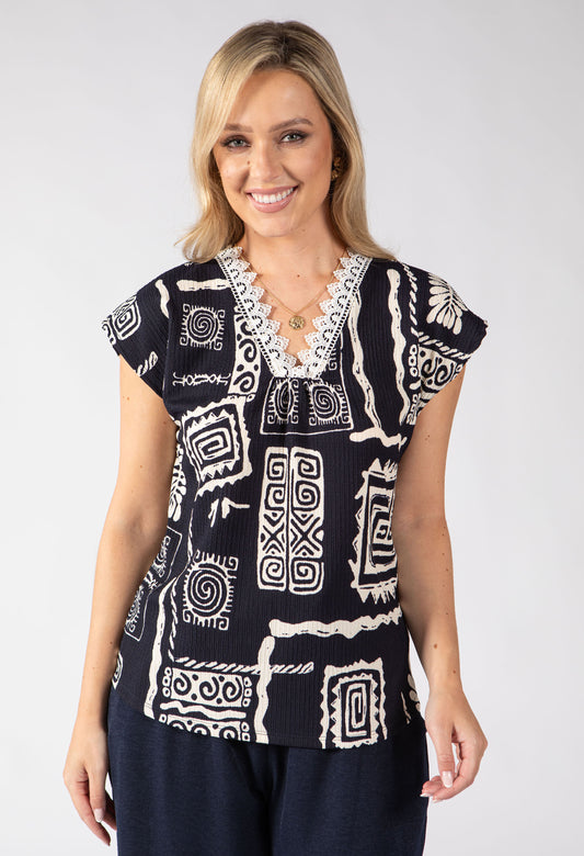 Tidore Abstract Print Top