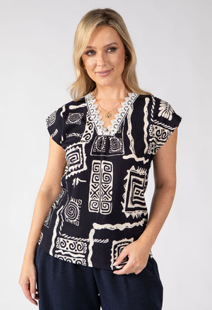 Tidore Abstract Print Top