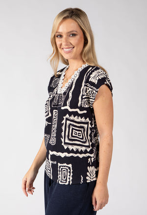 Tidore Abstract Print Top