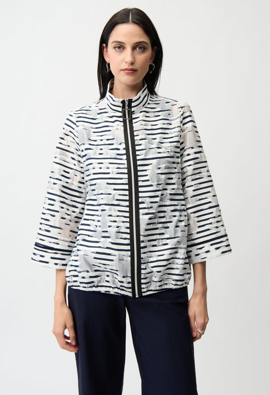 Sporty Striped Zipper Jacket