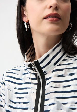 Sporty Striped Zipper Jacket