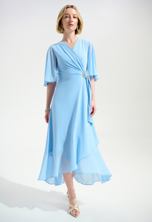 V-neck Wrap Midi Dress