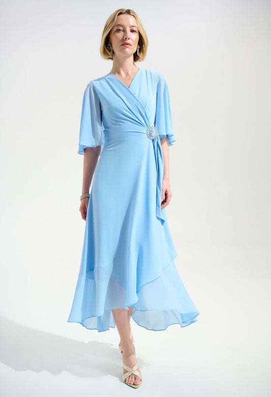 V-neck Wrap Midi Dress