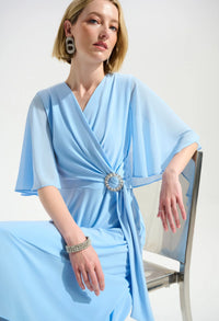 V-neck Wrap Midi Dress