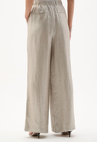 Foiled Linen Pull-on Wide Leg Trousers