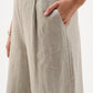 Foiled Linen Pull-on Wide Leg Trousers