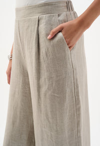 Foiled Linen Pull-on Wide Leg Trousers