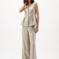 Foiled Linen Pull-on Wide Leg Trousers