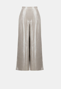 Foiled Linen Pull-on Wide Leg Trousers