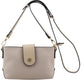 Beige handbag with a strap on a white background