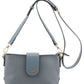 Gray handbag with a strap on a white background