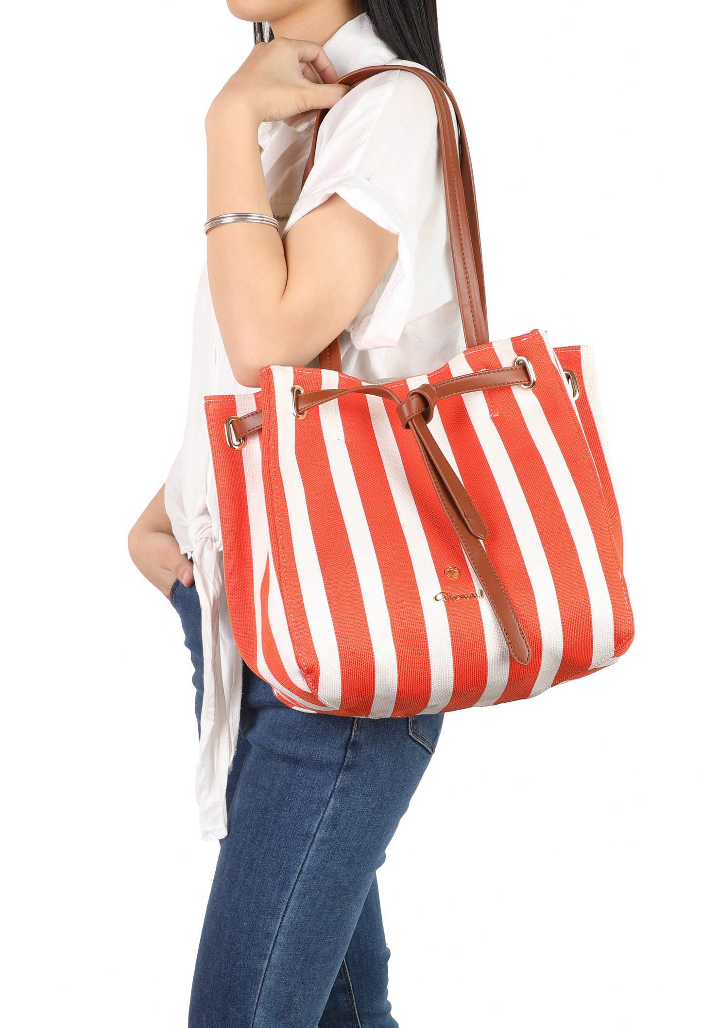 Striped Shopper Bag