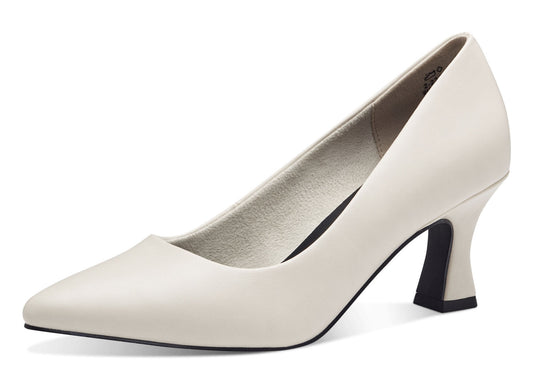 White high-heeled shoe on a white background