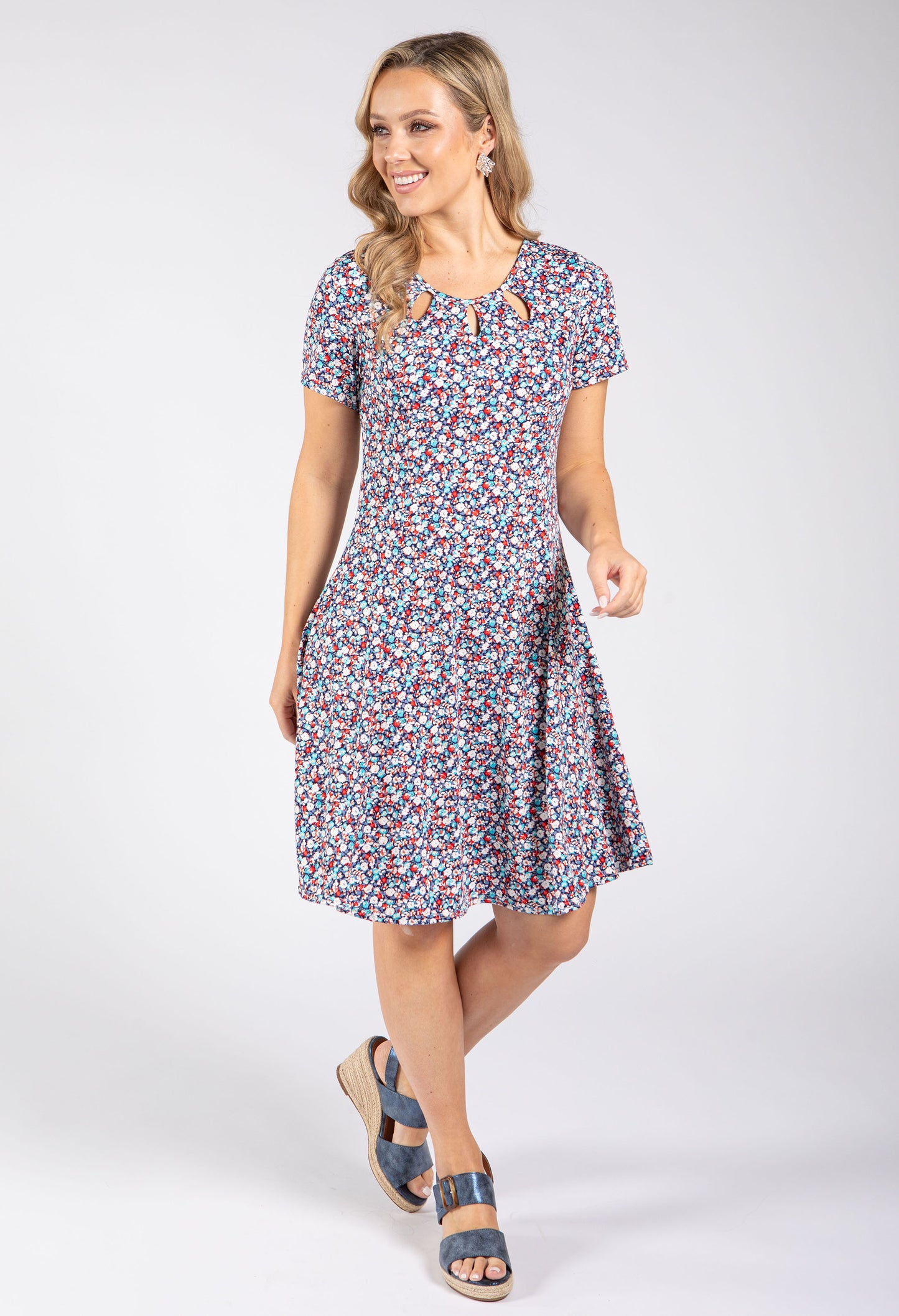 Ditsy Print Short Dress