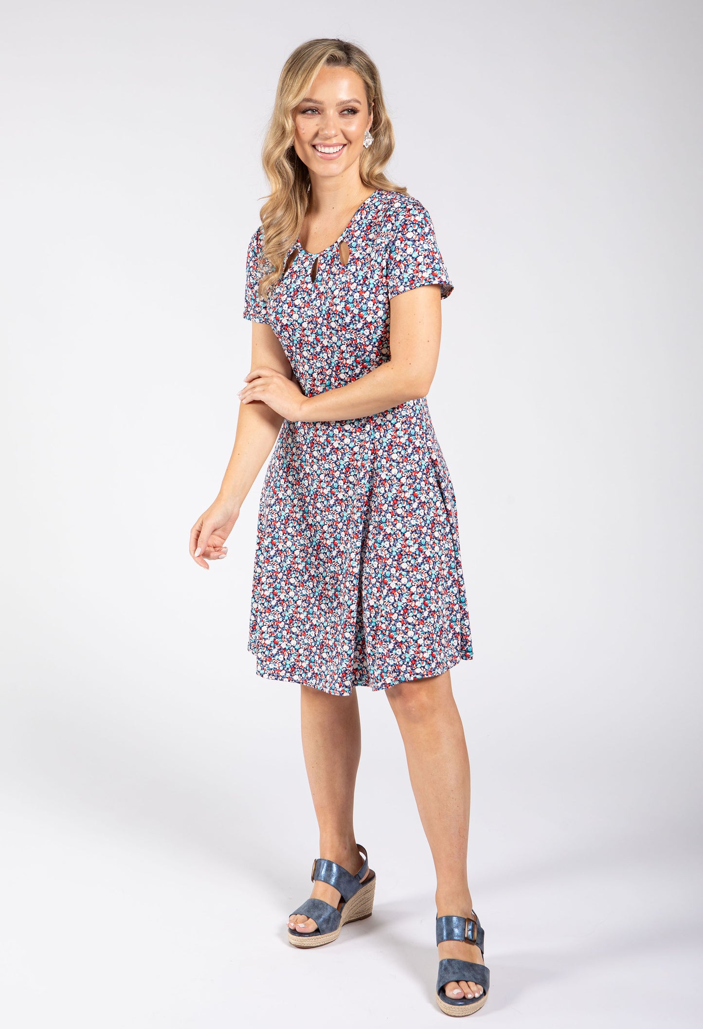 Ditsy Print Short Dress