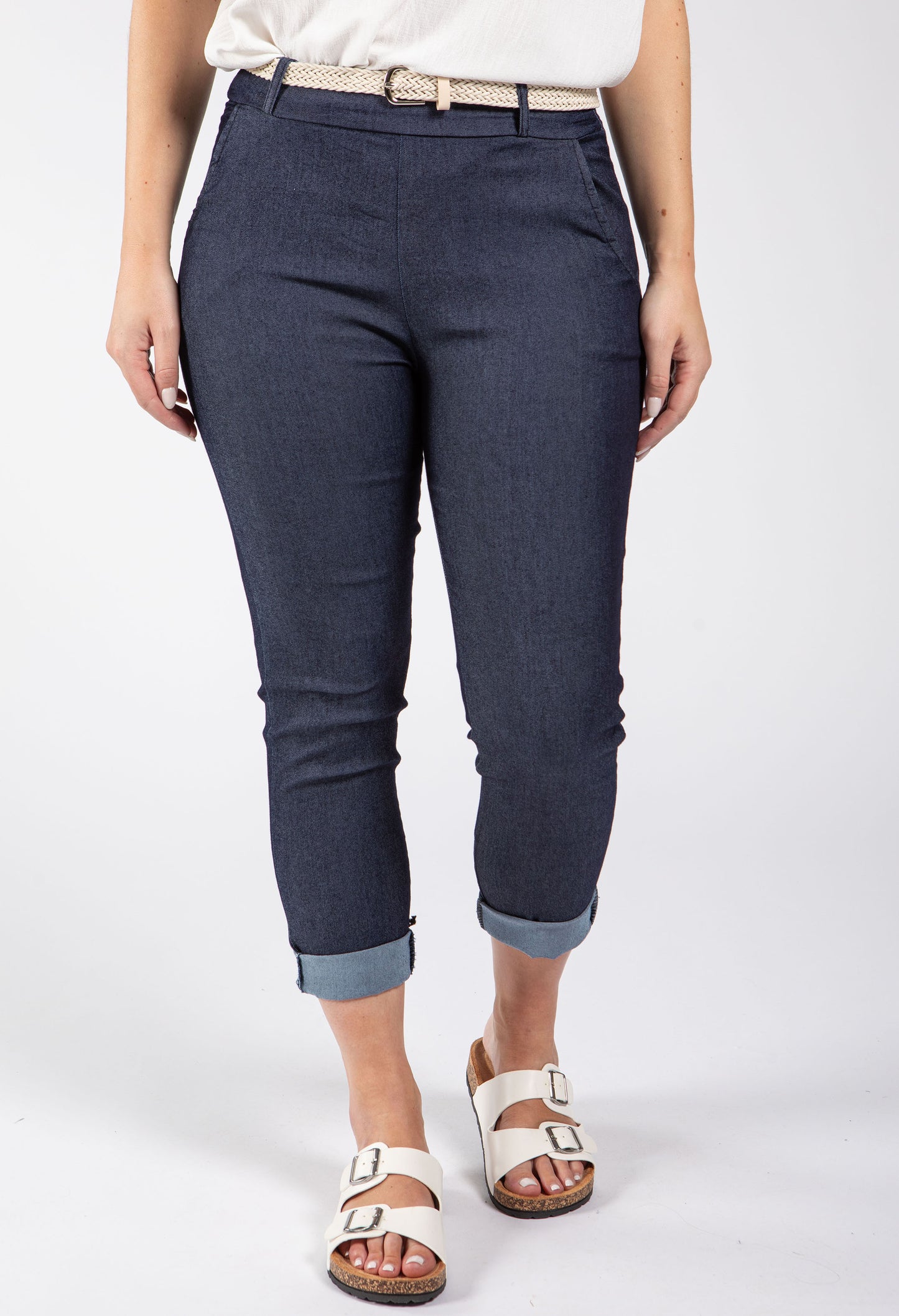 Denim Look Slim Fit Trousers