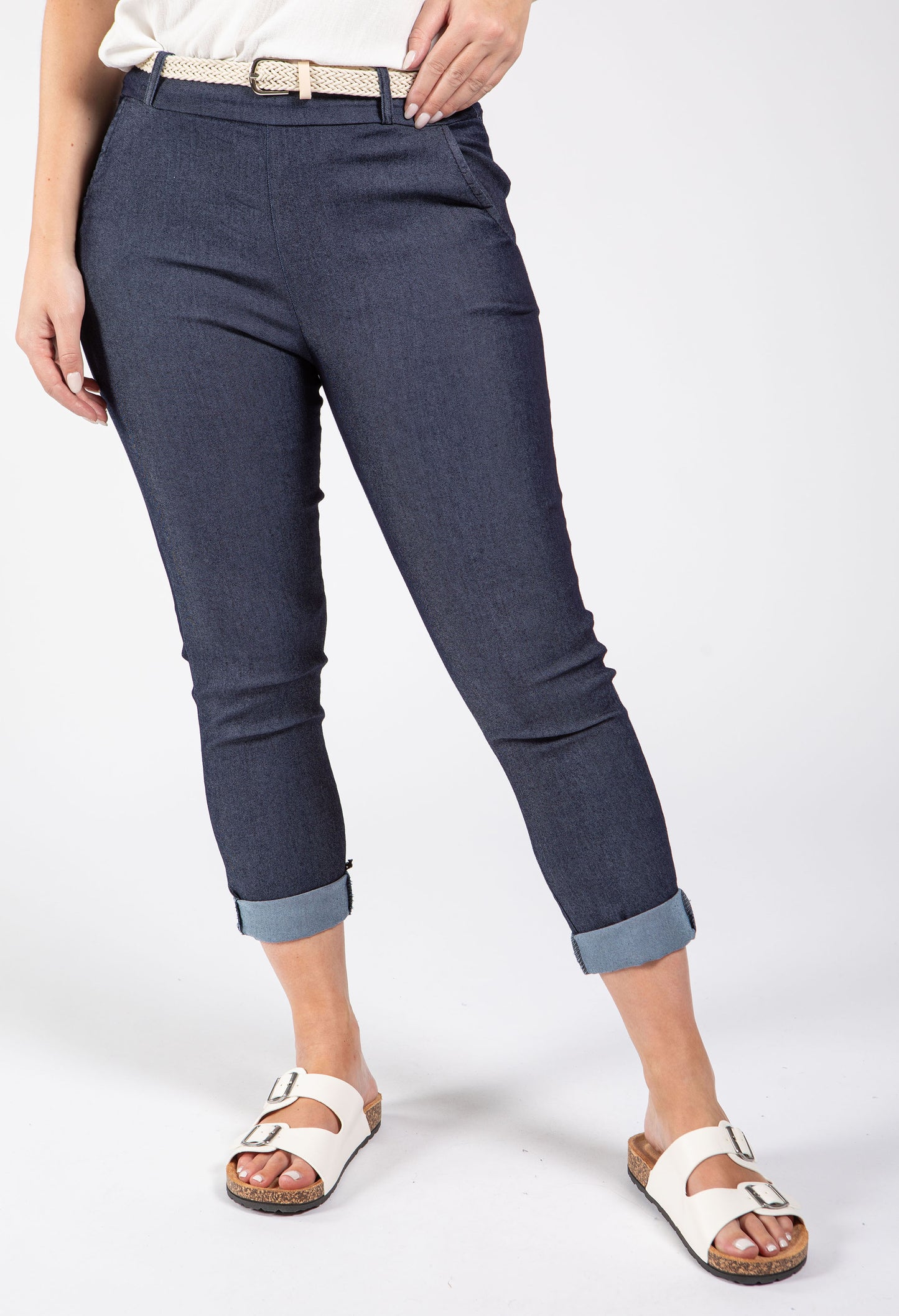 Denim Look Slim Fit Trousers