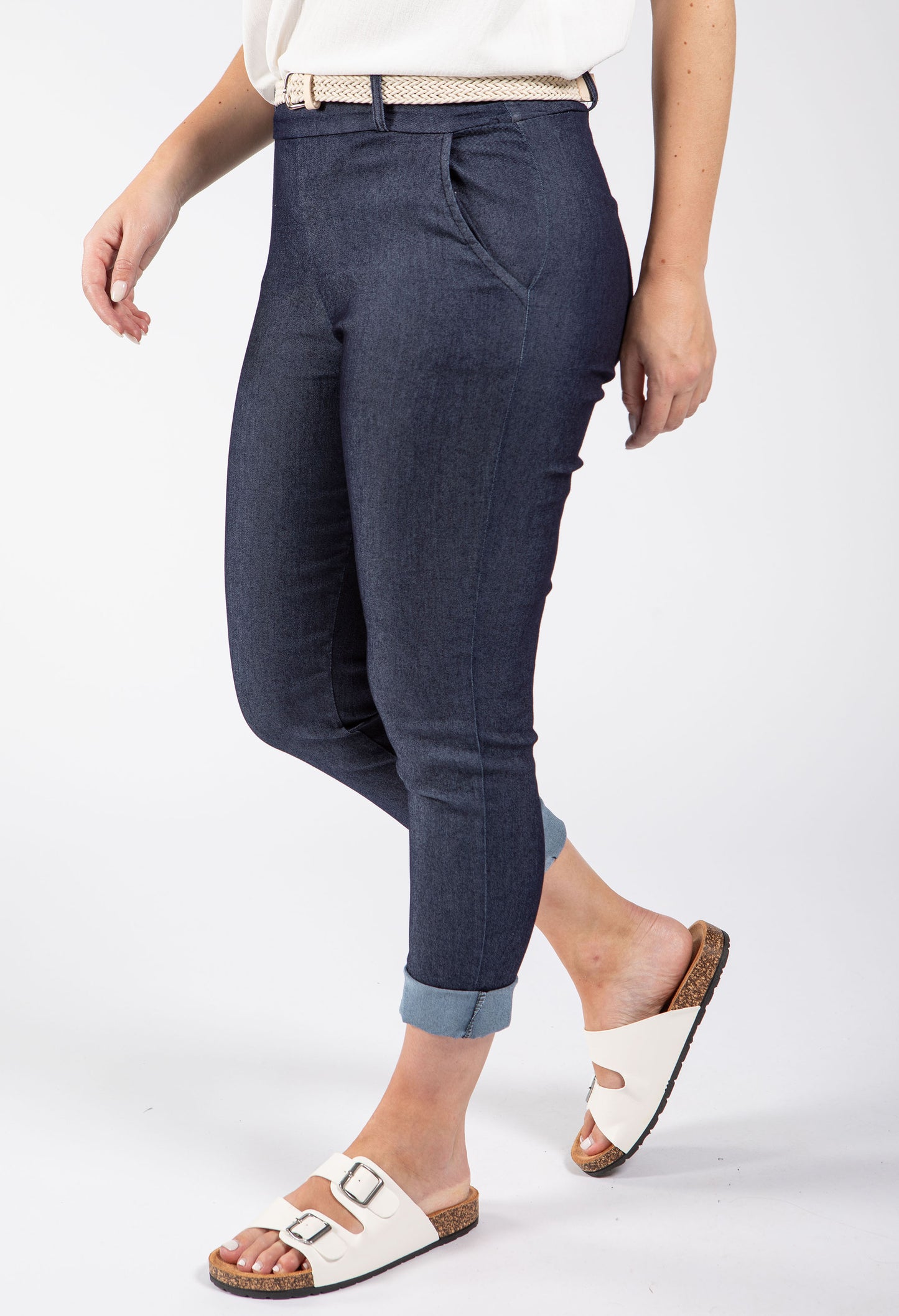 Denim Look Slim Fit Trousers