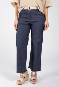 Denim Look Wide Leg Trousers