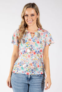 Seashell Print Fine Knit Top