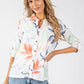 Textured Leaf Print Blouse
