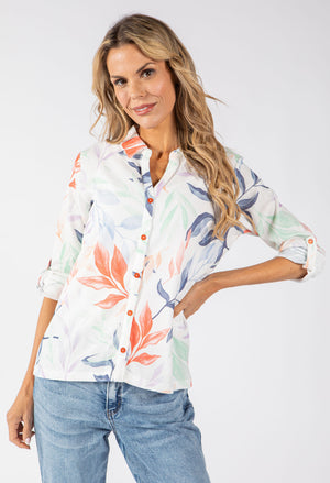 Textured Leaf Print Blouse