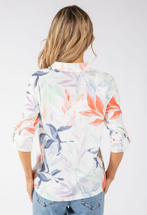 Textured Leaf Print Blouse