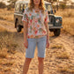 Sol Palm Print Fine Knit Top
