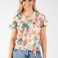 Sol Palm Print Fine Knit Top
