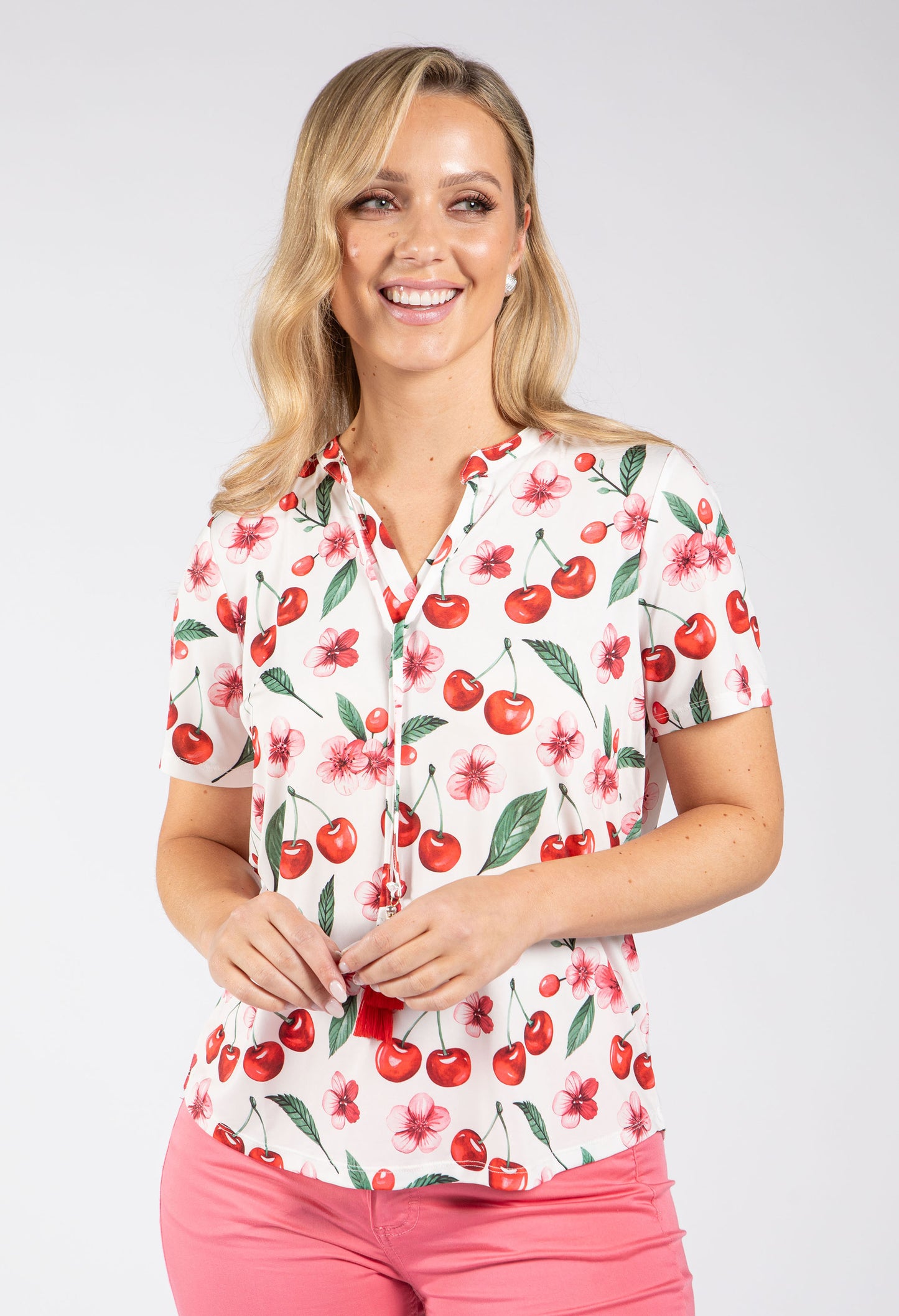 Cerese Cherry Print Top