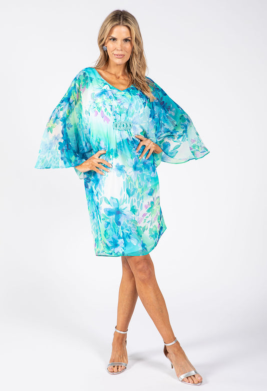 Cape Style Floral Dress