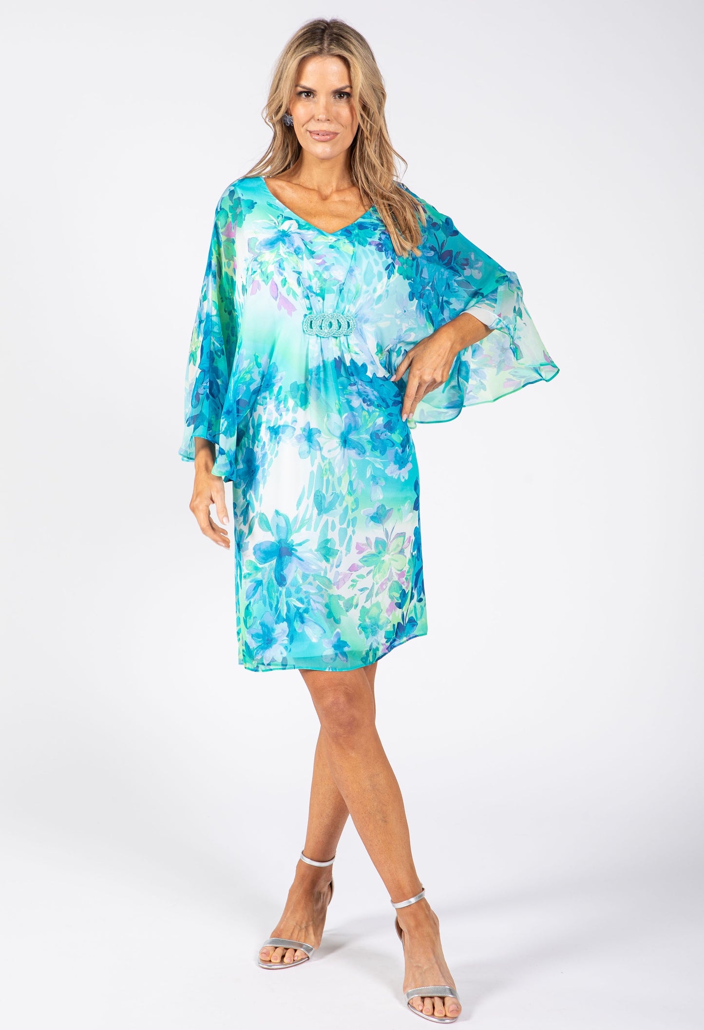 Cape Style Floral Dress