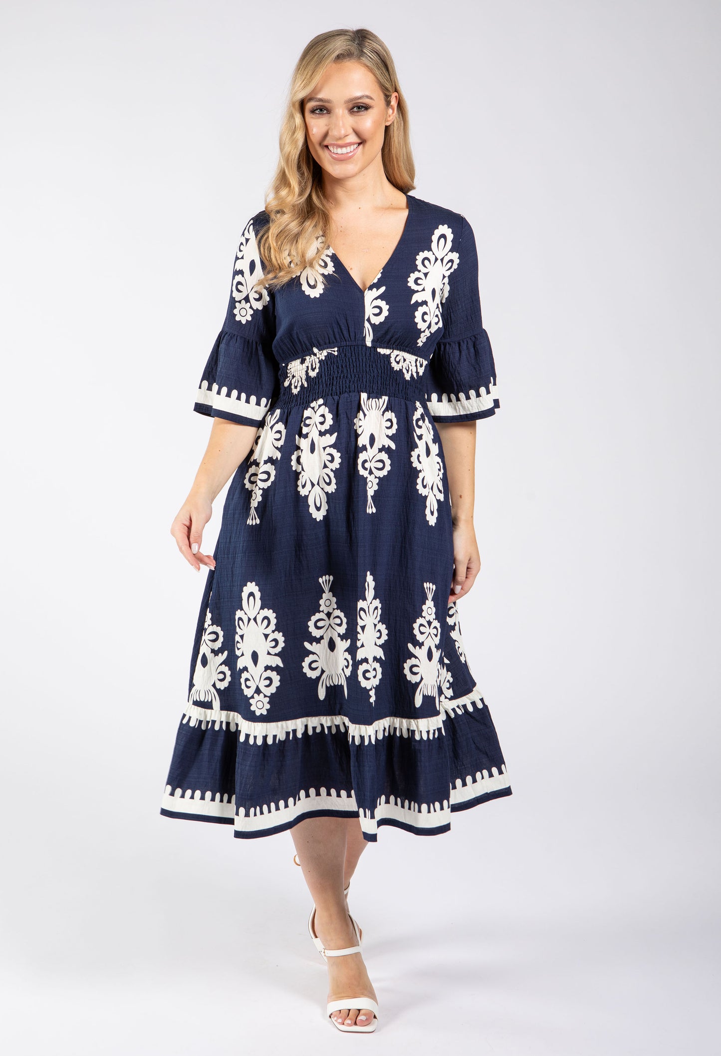 Linen Look Midi Dress