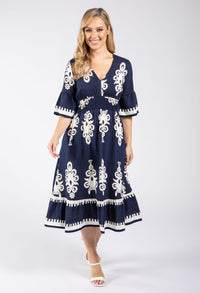 Linen Look Midi Dress