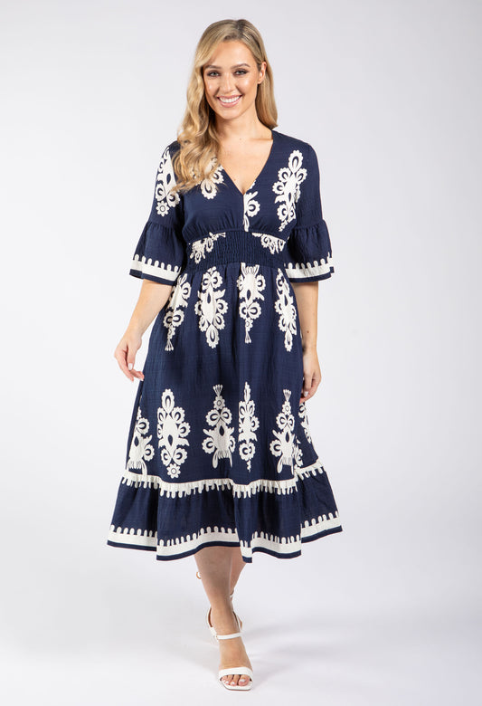 Linen Look Midi Dress